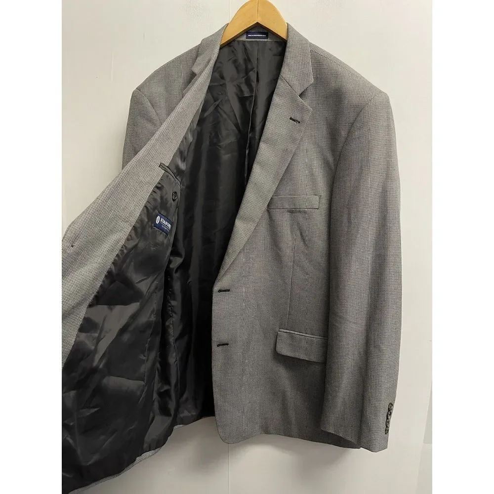 Stafford Mens Gray Wool BIG & TALL Classic Fit Sport Coat Blazer Jacket SIZE 48L